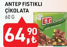 ETİ ANTEP FISTIKLI ÇİKOLATA 60 G ETİ ANTEP FISTIKLI ÇİKOLATA 60 G